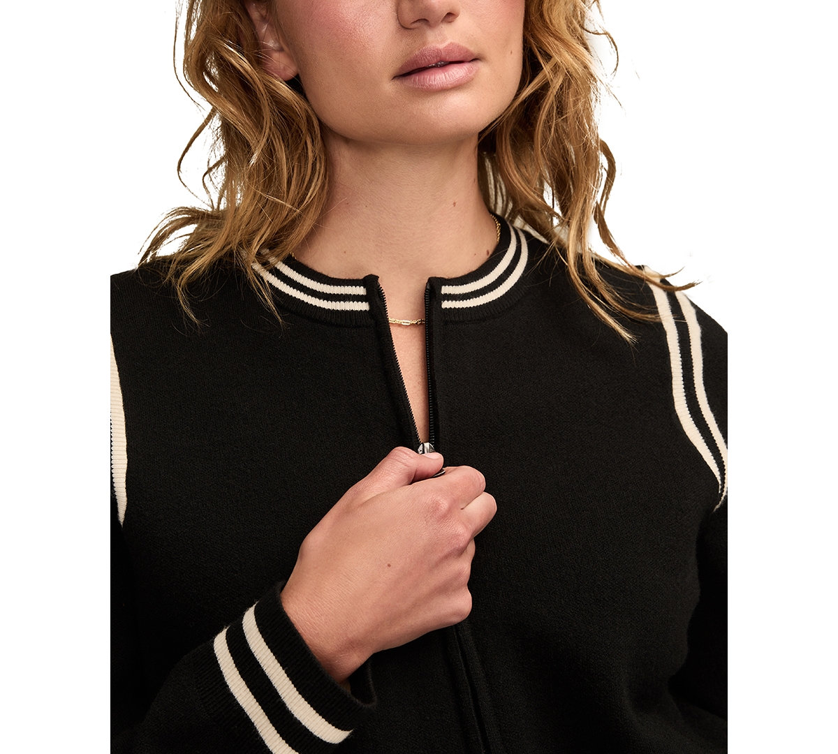 Lucky Brand Women's Zip-up Long-sleeve Bomber Jacket In Black