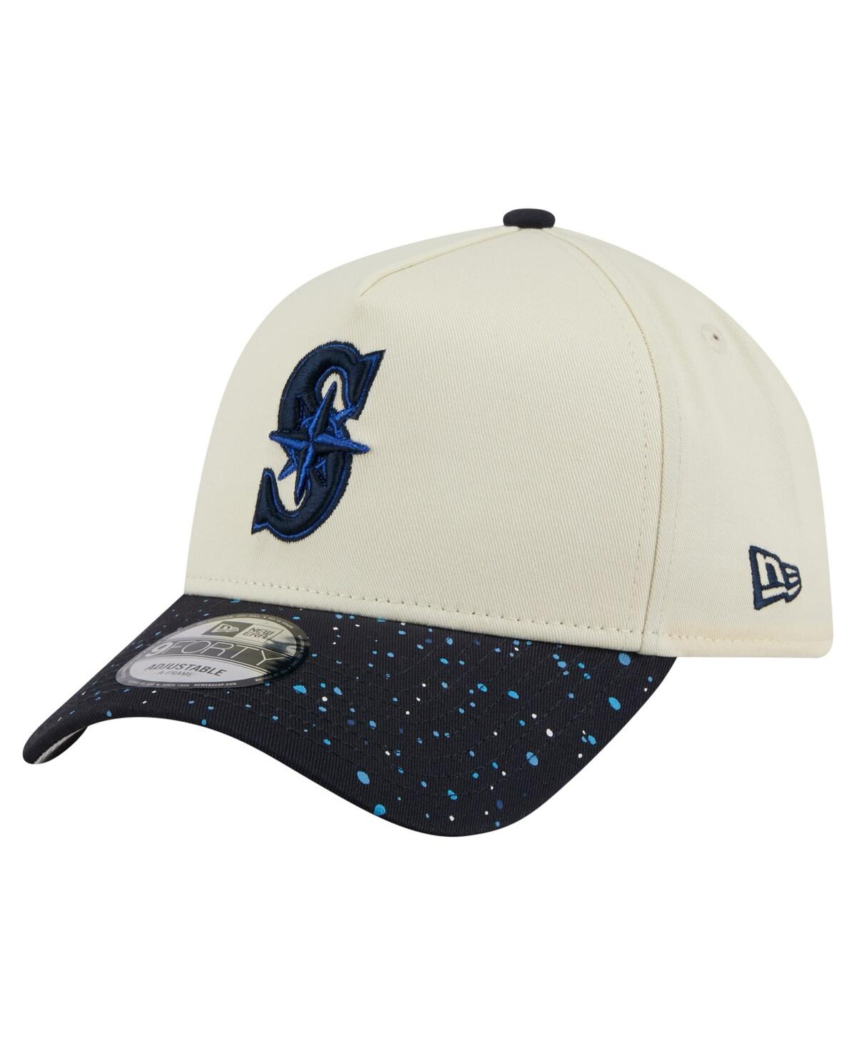 New Era Men's Cream Seattle Mariners Speckle A-frame 9forty Adjustable Hat In White