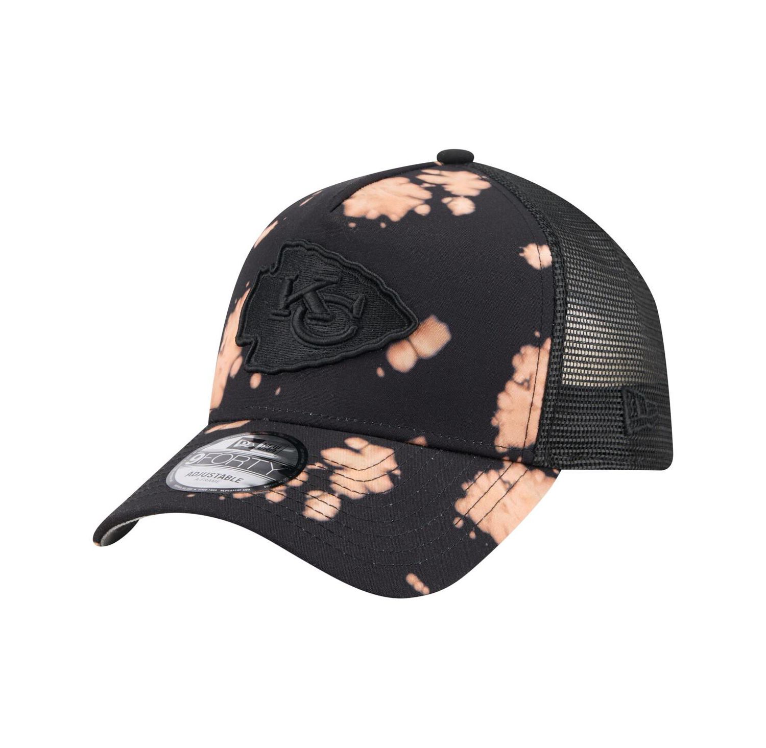 Men's Black Kansas City Chiefs Bleached 9FORTY A-Frame Adjustable Hat