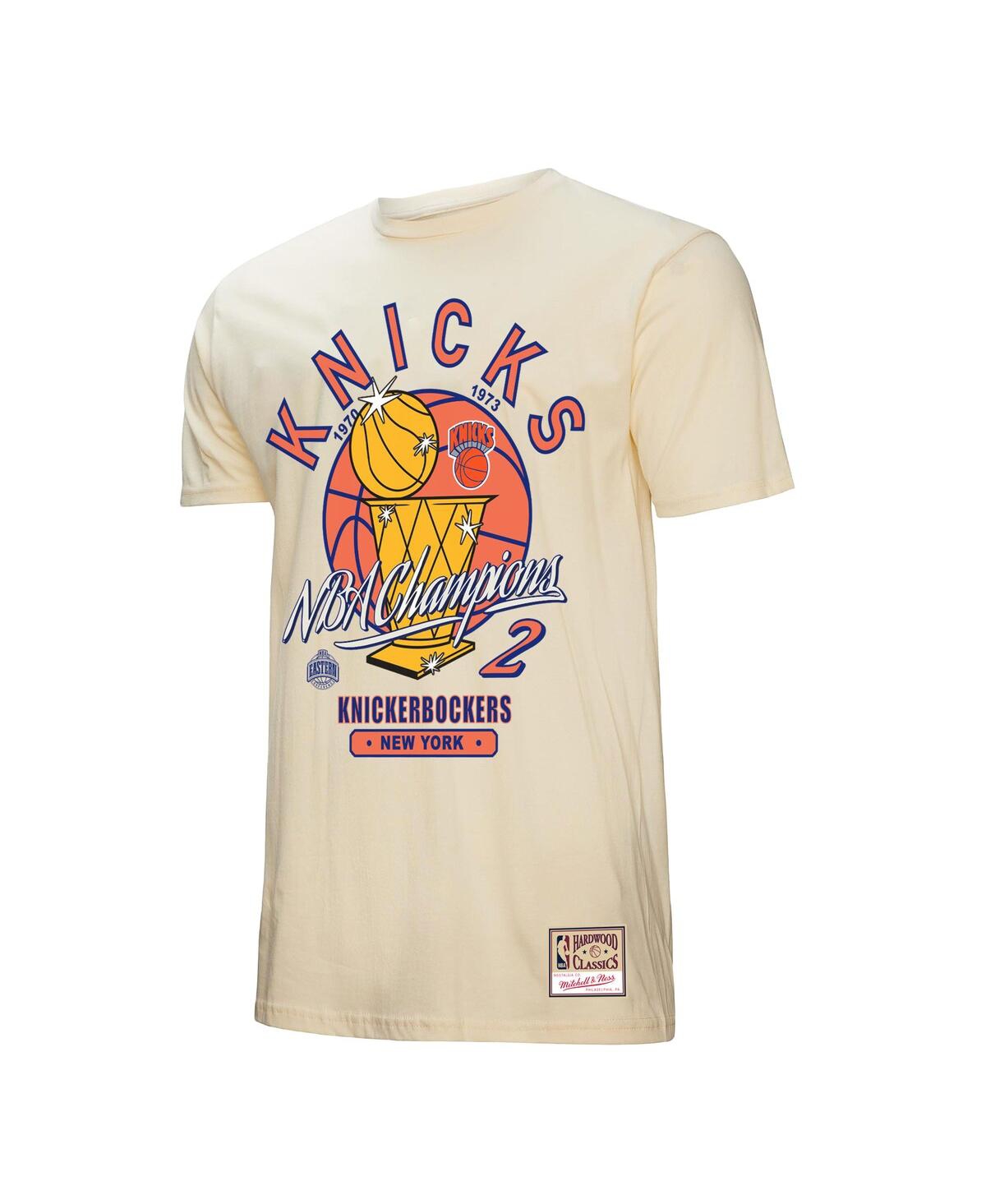 Mitchell & Ness Cream New York Knicks Hardwood Classics Champions Vintage T-shirt In White