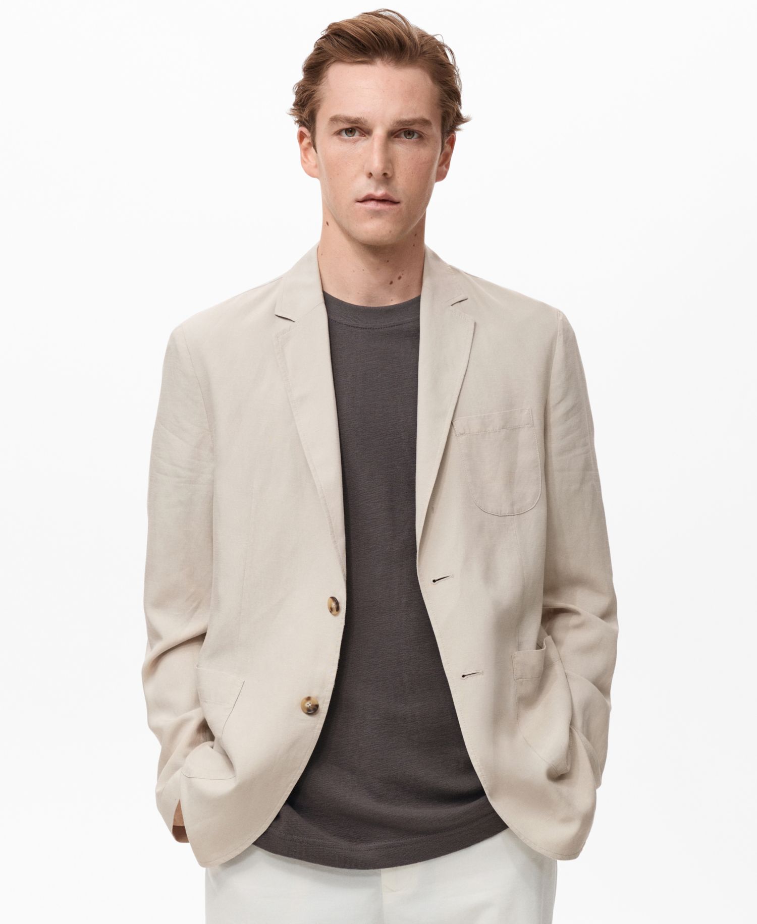 Men's Slim-Fit Linen Suit Blazer