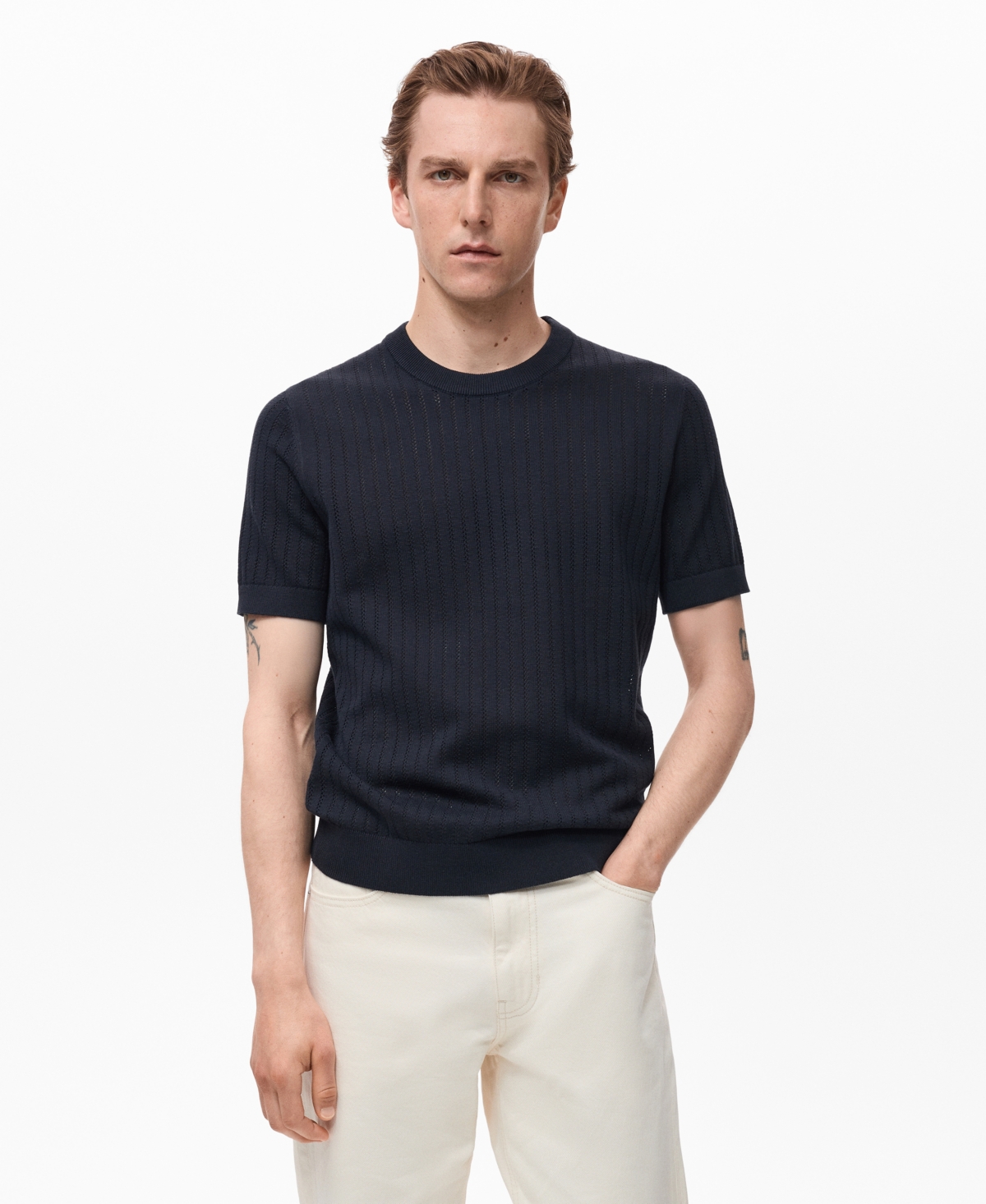 Mango Thermoregulating Performance Slim Fit Stretch T-shirt In Blue
