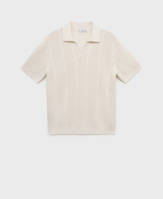 Men's Openwork Knitted Cotton Polo Shirt