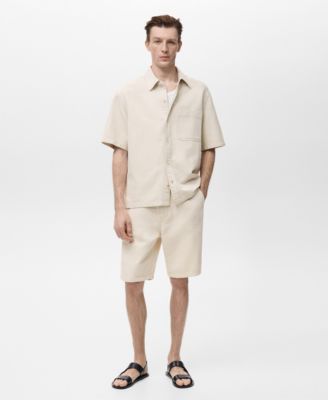 Men's Short Sleeve Linen-Blend Shirt