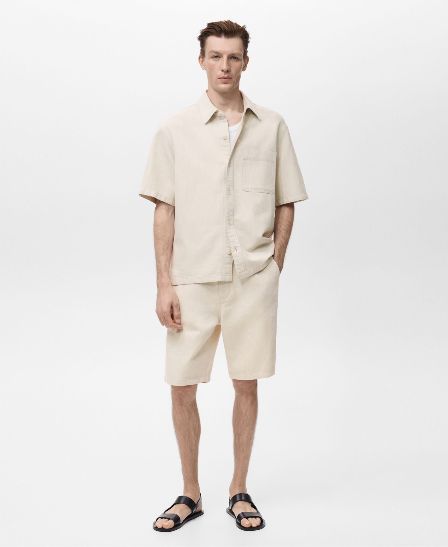 Men's Short Sleeve Linen-Blend Shirt