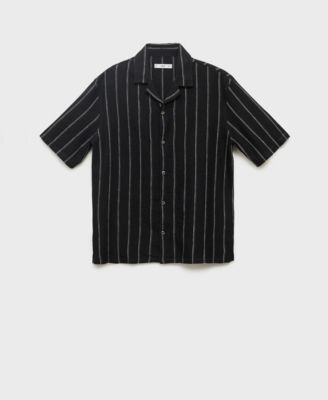 Men's Linen Short-Sleeve Striped Shirt