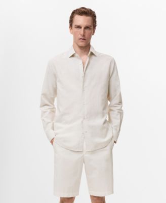 MANGO - Men's Cotton Linen-Blend Shirt