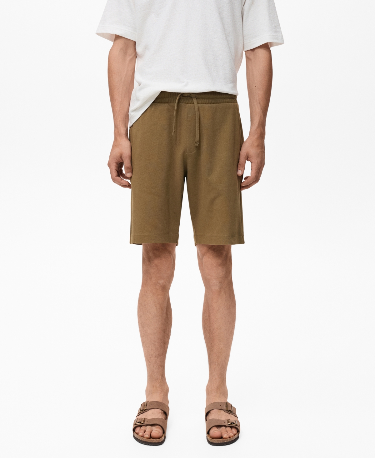 Mango Drawstring Cotton Bermuda Short In Brown