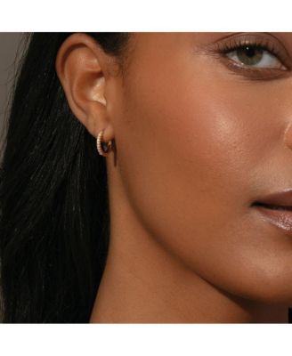 14K Gold-Plated Tiny Huggie Earrings, 0.55"