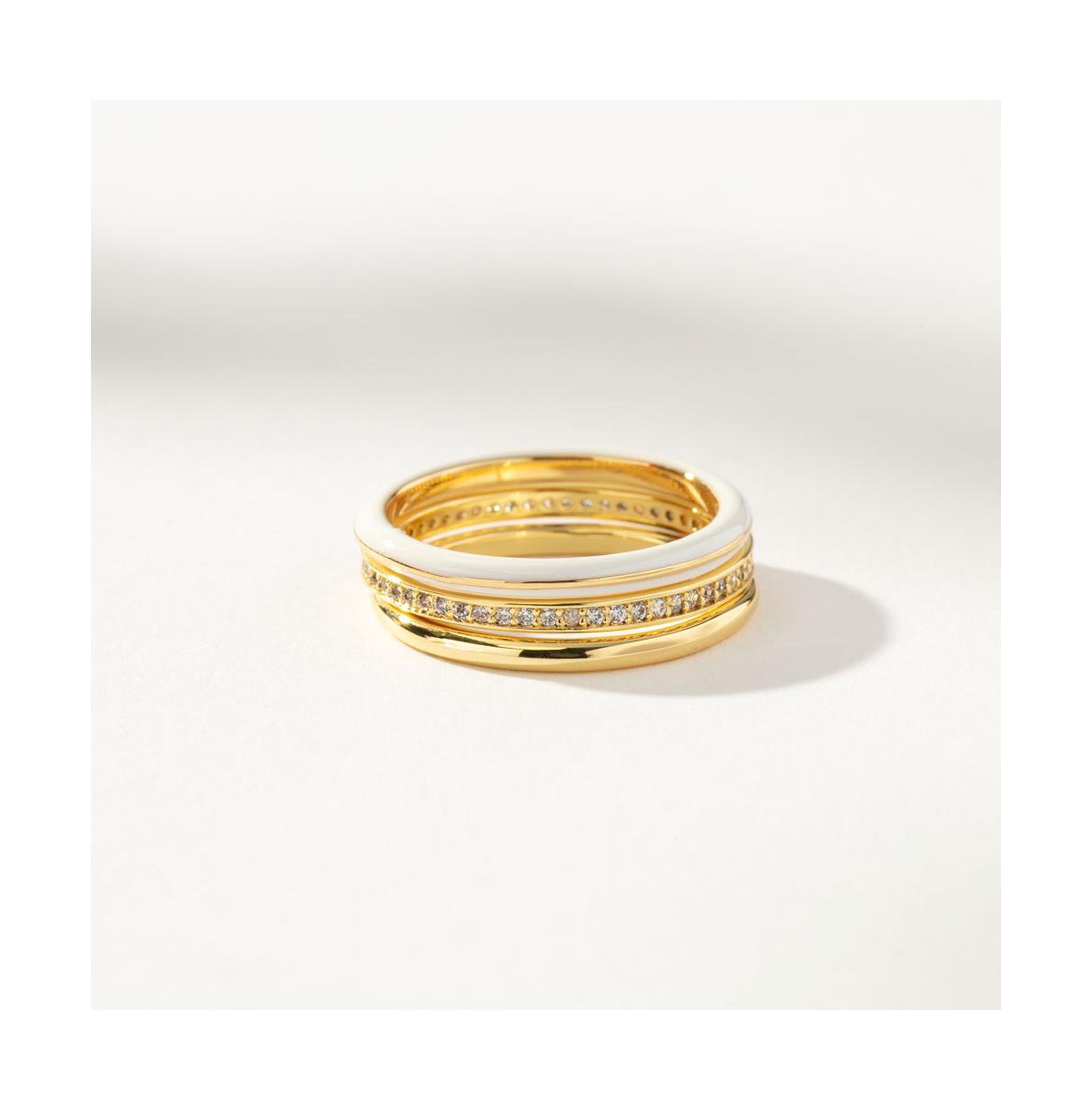 Uncommon James 14k Gold-plated White Hot Forever Ring (set Of 3) In Gold