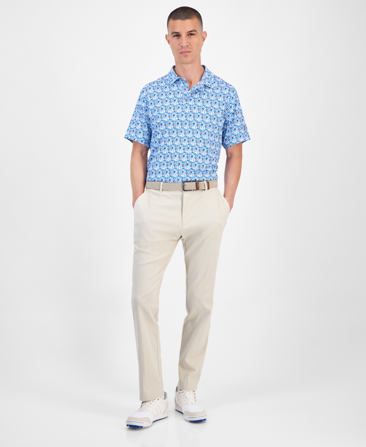 Pga Tour Men's All-over Geometric Polo Shirt In Multi