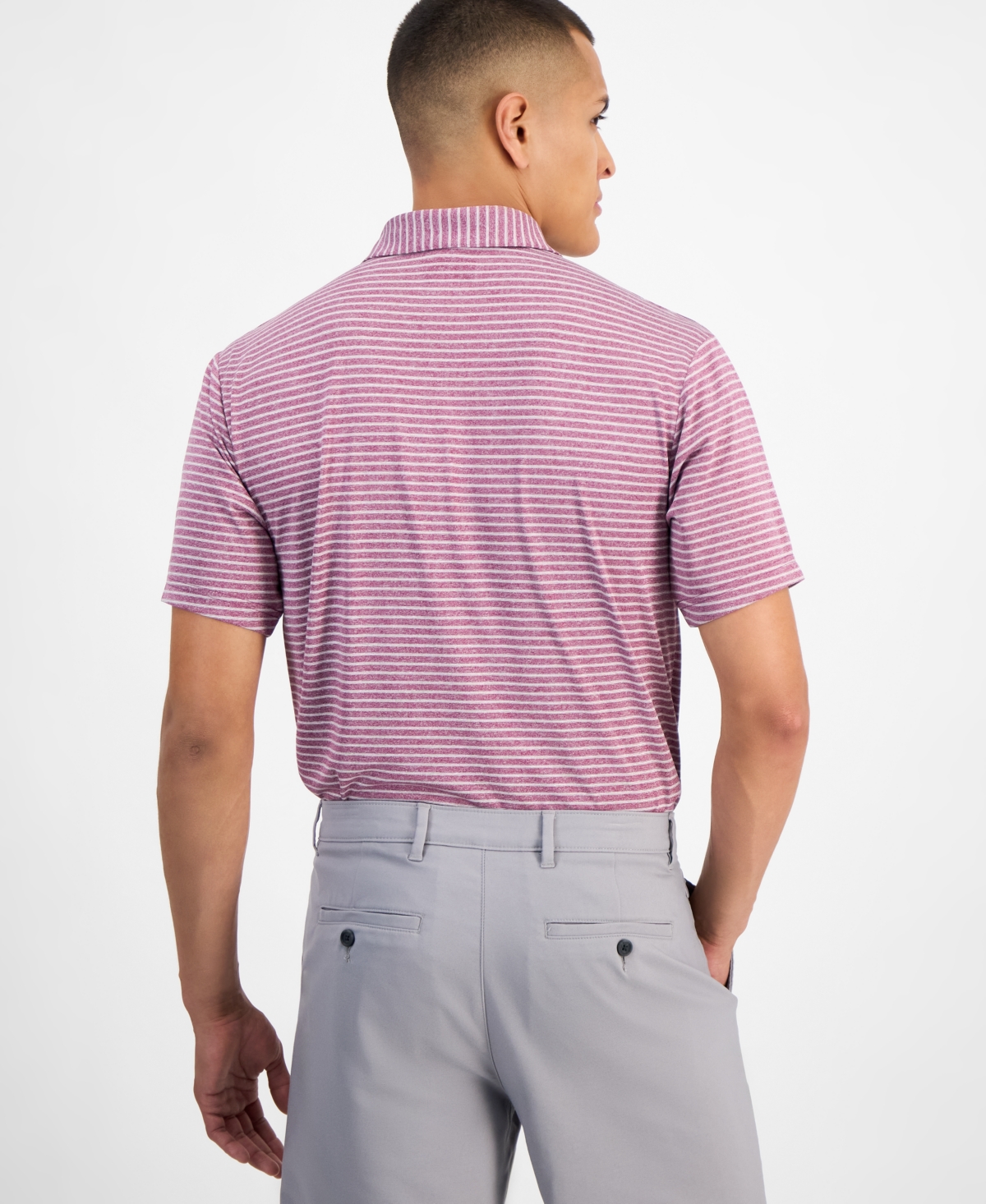 Pga Tour Men's Heathered Stripe Golf Polo Shirt In Purple