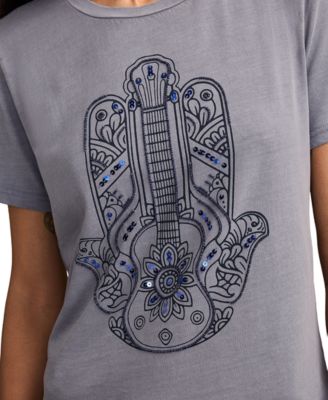 Women's Guitar Hamsa Classic Crewneck Cotton T-Shirt 