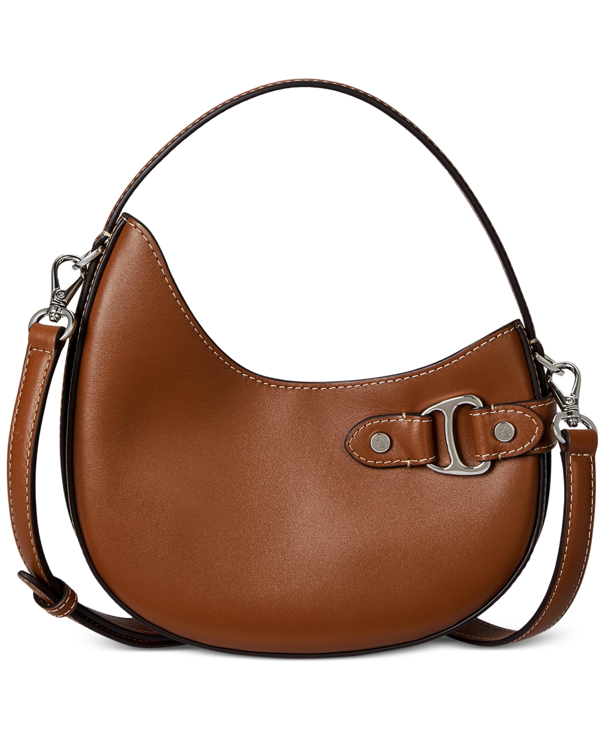 Ralph Lauren Leather Mini Tasha Crossbody Bag In Brown