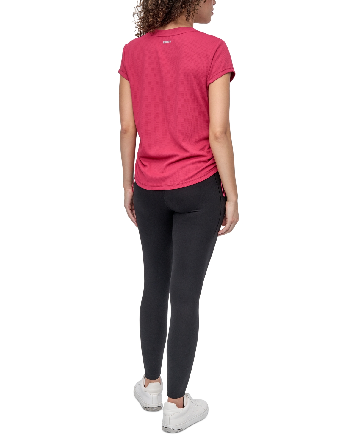 Dkny Side Ruched Tech T-shirt In Pink