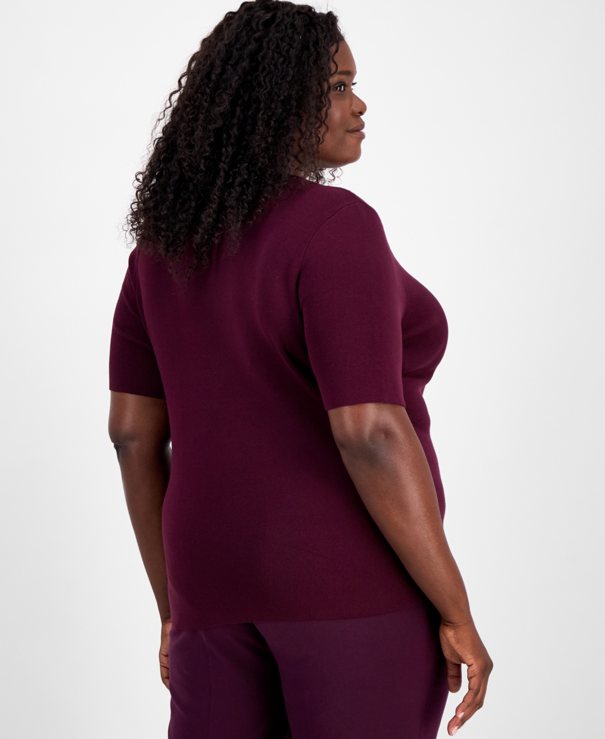 Tahari Asl Plus Size Sweater T-shirt In Purple