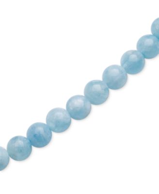 Milky Aqua & Cultured Freshwater Pearl Stretch Bracelet in Sterling Silver