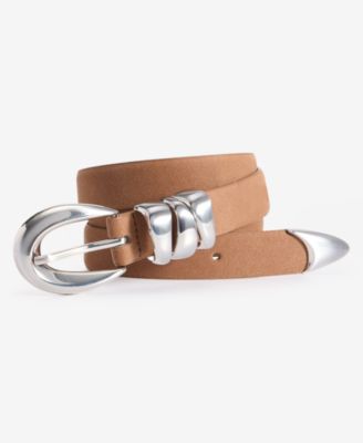 On 34th - Faux-Suede Sculpture Buckle Belt