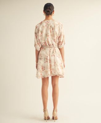 Women's Belted Floral Mini Dress