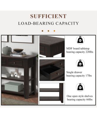 CASAINC 48" Solid Pine Wood Top, Mixed MDF board 3 Storage Drawers and 2 Shelves Console Table Cabinet