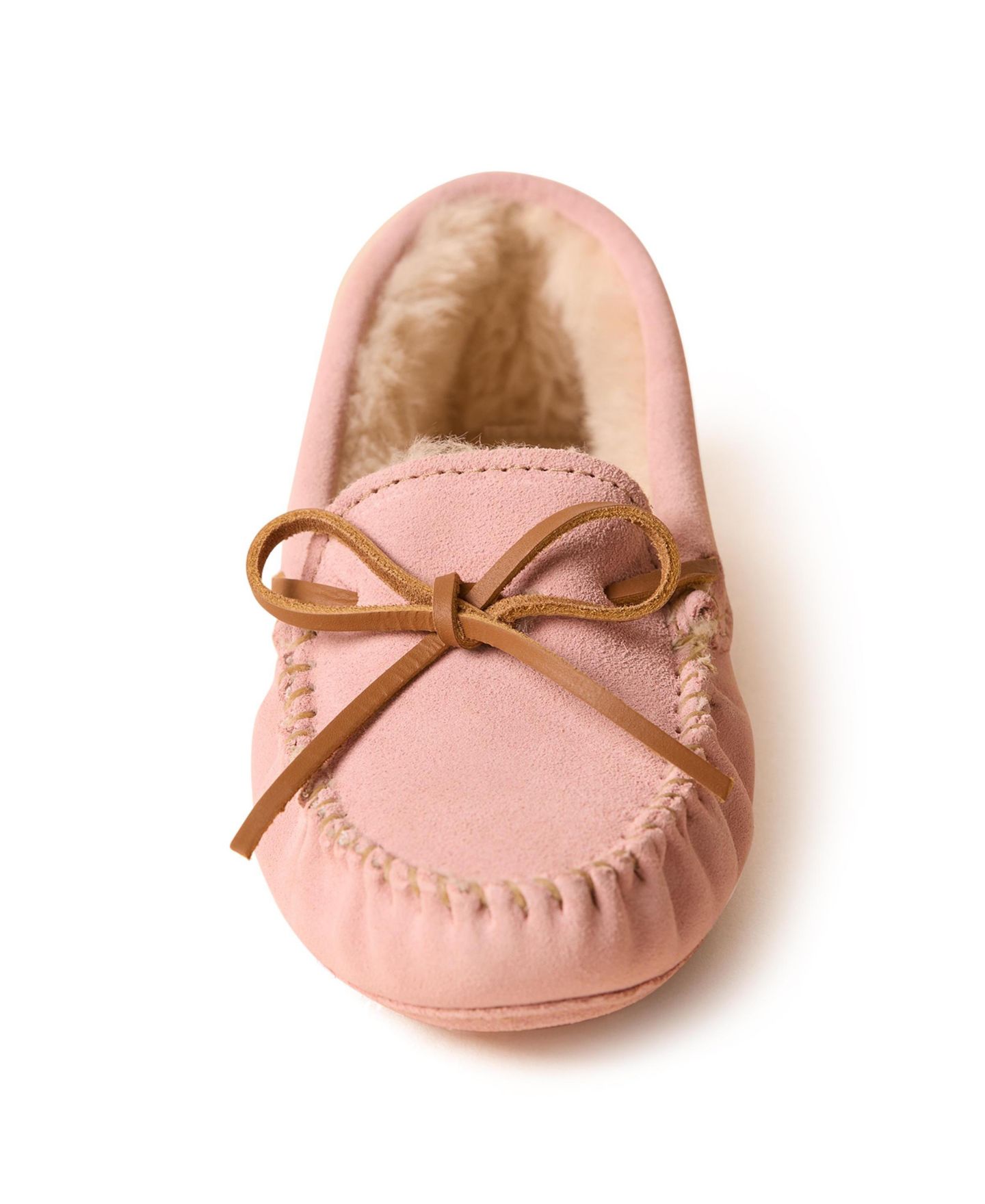 Женские тапочки Minnetonka Suede Pile Lined Softsole Slippers, цвет: Пудровый — фото 3