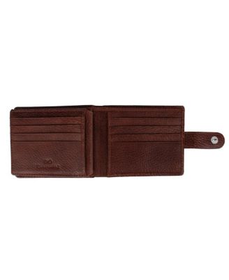 Men's Parker Pebbled Leather Bi-Fold Wallet with ID Window and Popper Fastener