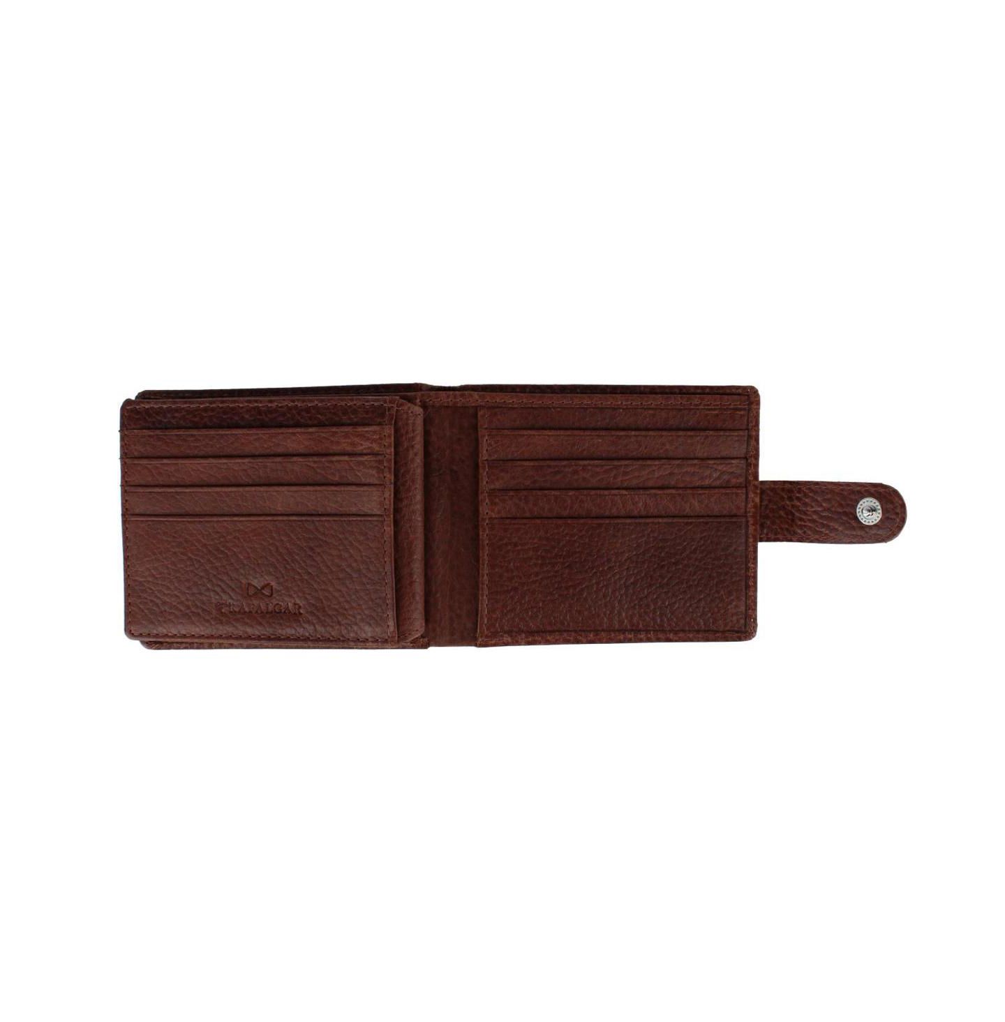 Мужской кошелёк TRAFALGAR Parker Pebbled Leather Bi-Fold Wallet with ID Window and Fastener, цвет: Коричневый — фото 3