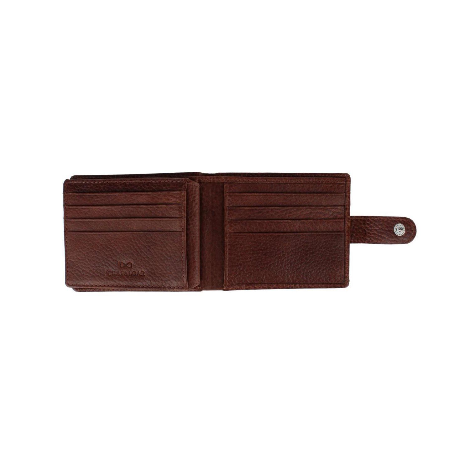 Men's Parker Pebbled Leather Bi-Fold Wallet with ID Window and Fastener