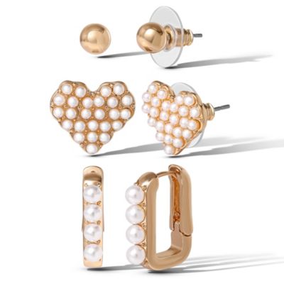 Pearl Stud Earring Set of 3