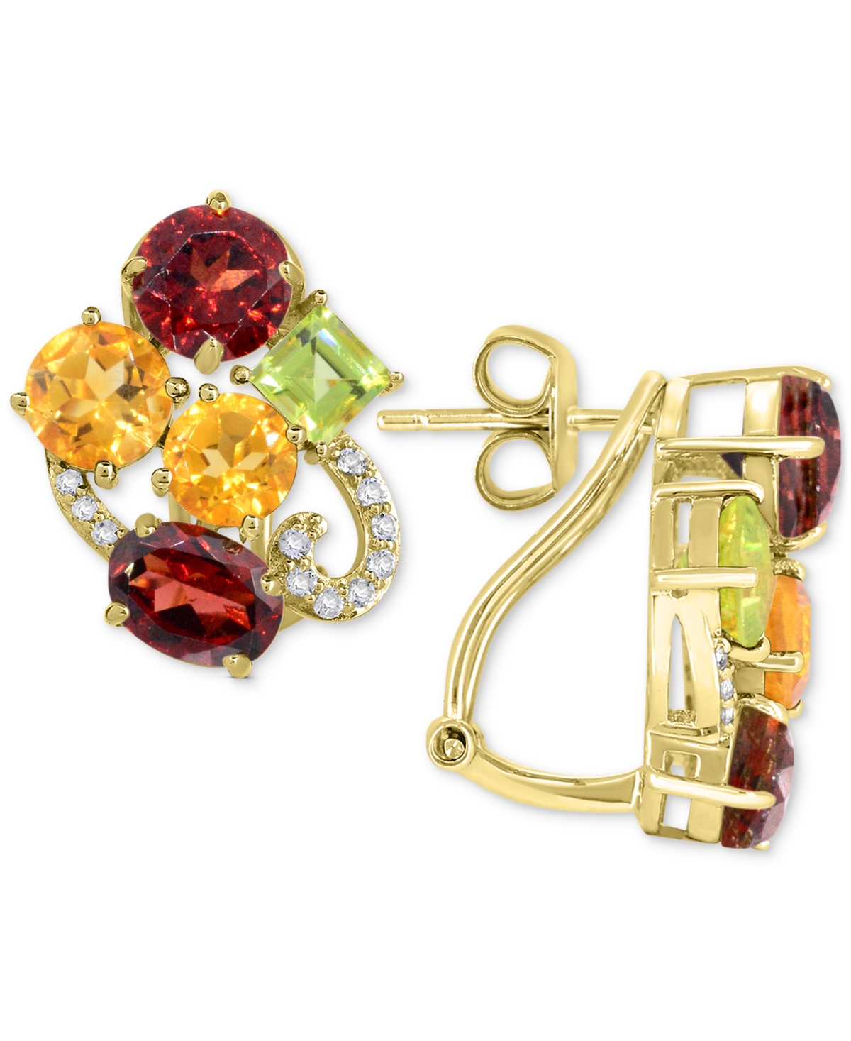 Macy's Lab-grown Opal And Multi-topaz Earrings In Sterling Silver In Multi