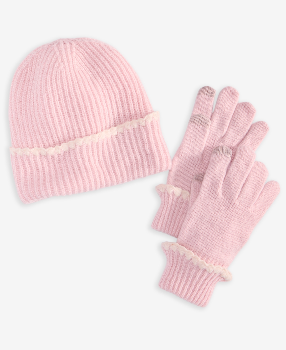 On 34th Ribbed Beanie & Gloves Boxed Set, Macy's Exclusive In Pink