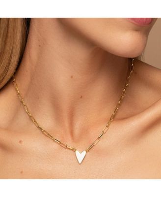 14K Gold-Plated Enamel Heart Necklace