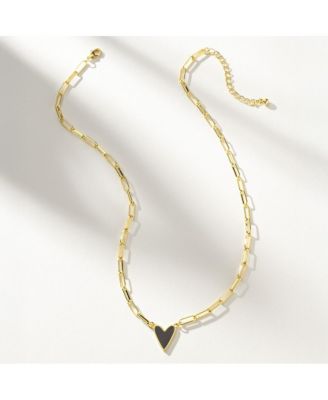 -Plated Enamel Heart Necklace