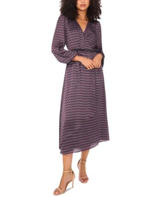 Vince Camuto - Women's Printed Surplice Asymmetrical-Hem Dress