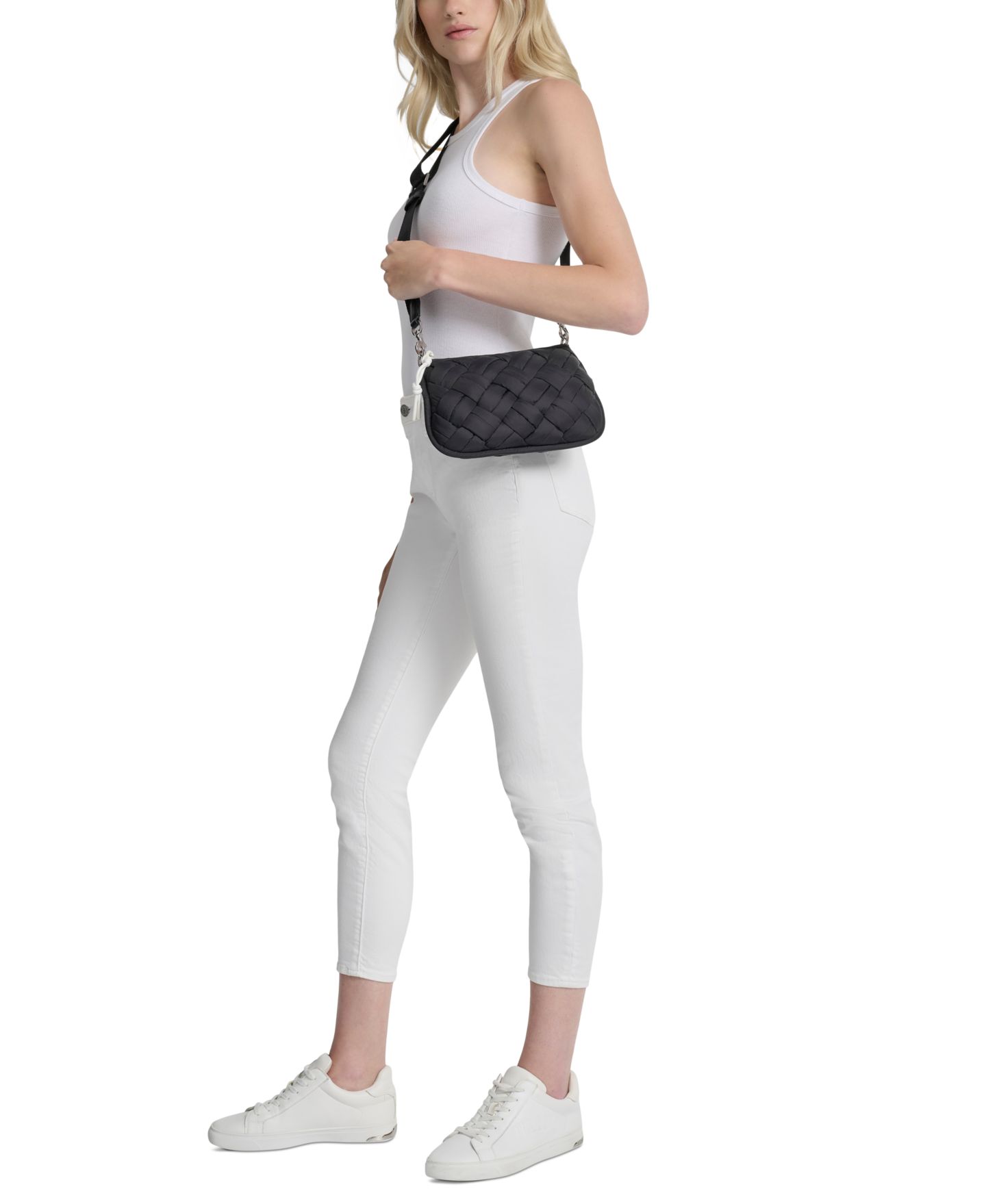 Женская сумка DKNY Nadia Small Quilted Crossbody, цвет: Чёрный / Серебряный — фото 5