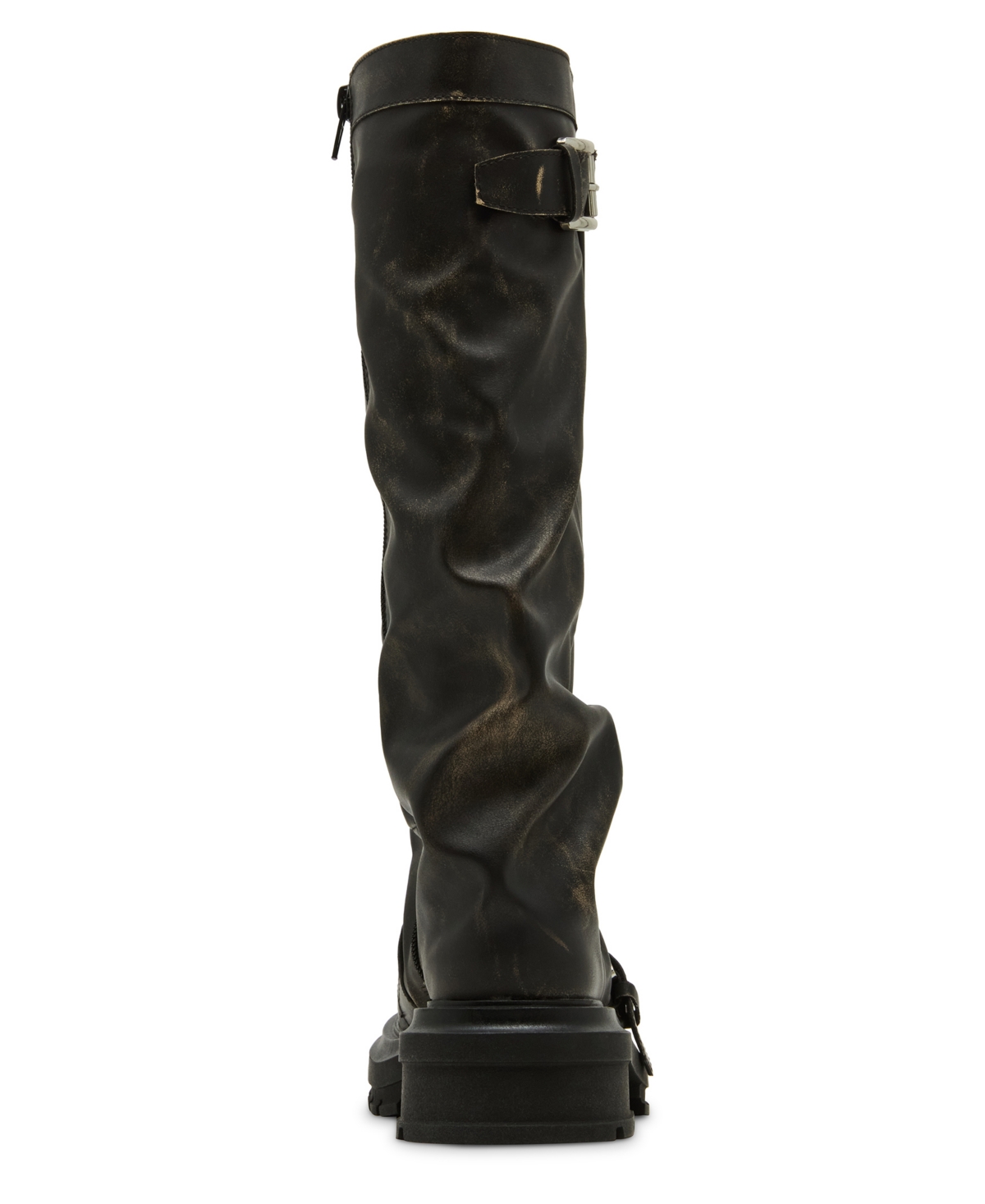 Madden Girl Women's Restore Knee-high Slouchy Lug-sole Moto Boots In Black