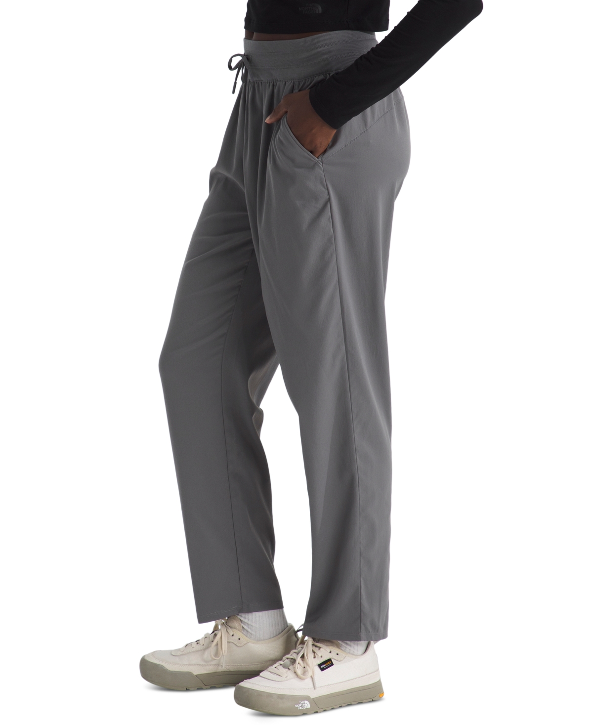 The North Face Aphrodite Arise Wide Leg Pants In Gray