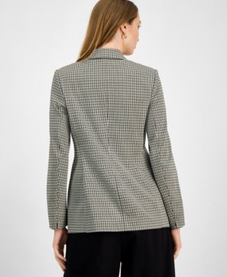 Women's Plaid One-Button Notch-Collar Jacket, Macy's Exclusive