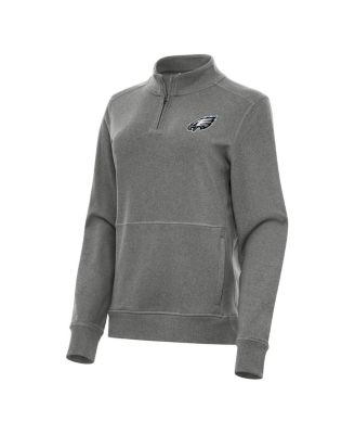 Antigua - Women's Heather Black Philadelphia Eagles Crush Quarter-Zip Jacket
