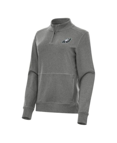 Женские куртки Antigua Women's Heather Black Philadelphia Eagles Crush Quarter-Zip Jacket