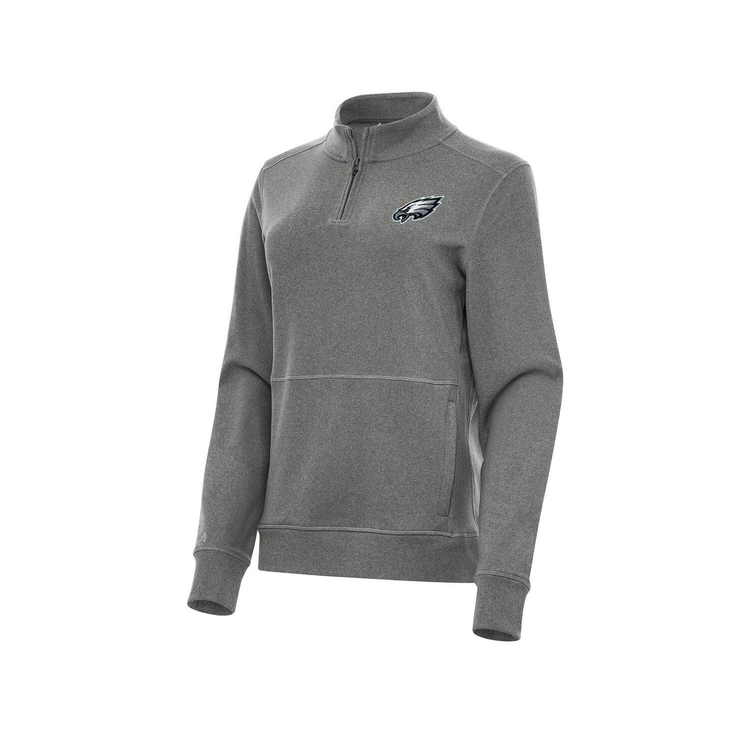 Women's Heather Black Philadelphia Eagles Crush Quarter-Zip Jacket