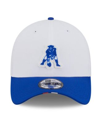 Men's White/Royal New England Patriots 2025 NFL Training Camp Throwback Logo 39THIRTY Flex Hat