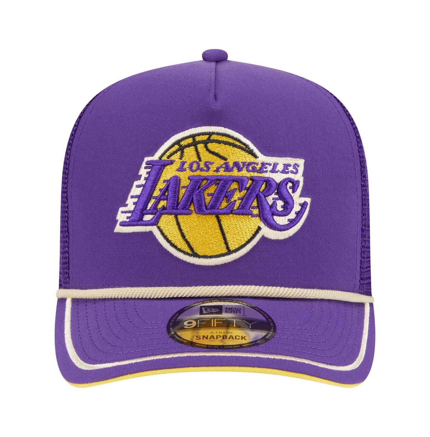 Мужская кепка New Era Purple Los Angeles Lakers Vintage Team Rope A-Frame 9FIFTY Snapback Hat — фото 2