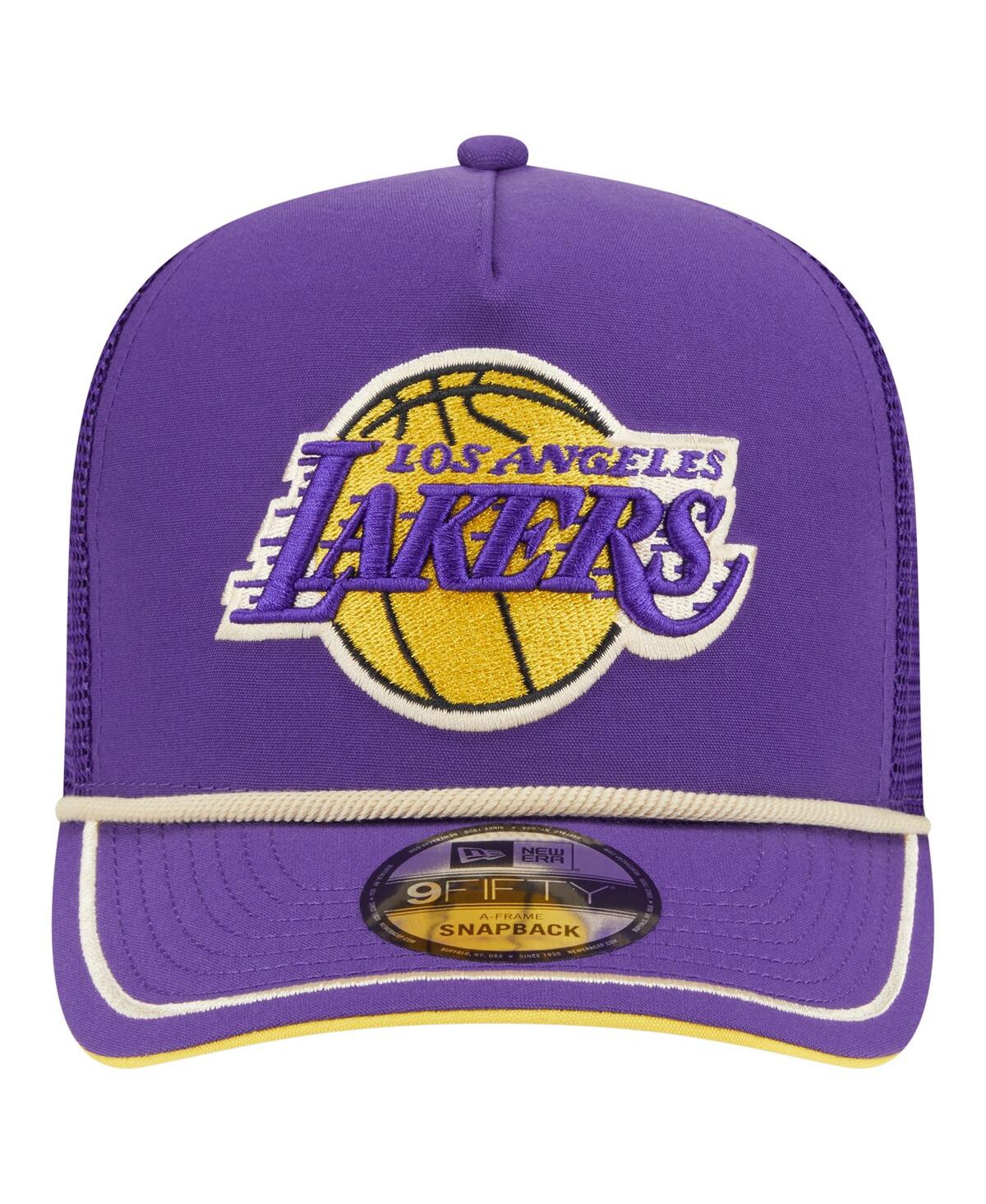 New Era Men's Purple Los Angeles Lakers Vintage Team Rope A-frame 9fifty Snapback Hat In Purple