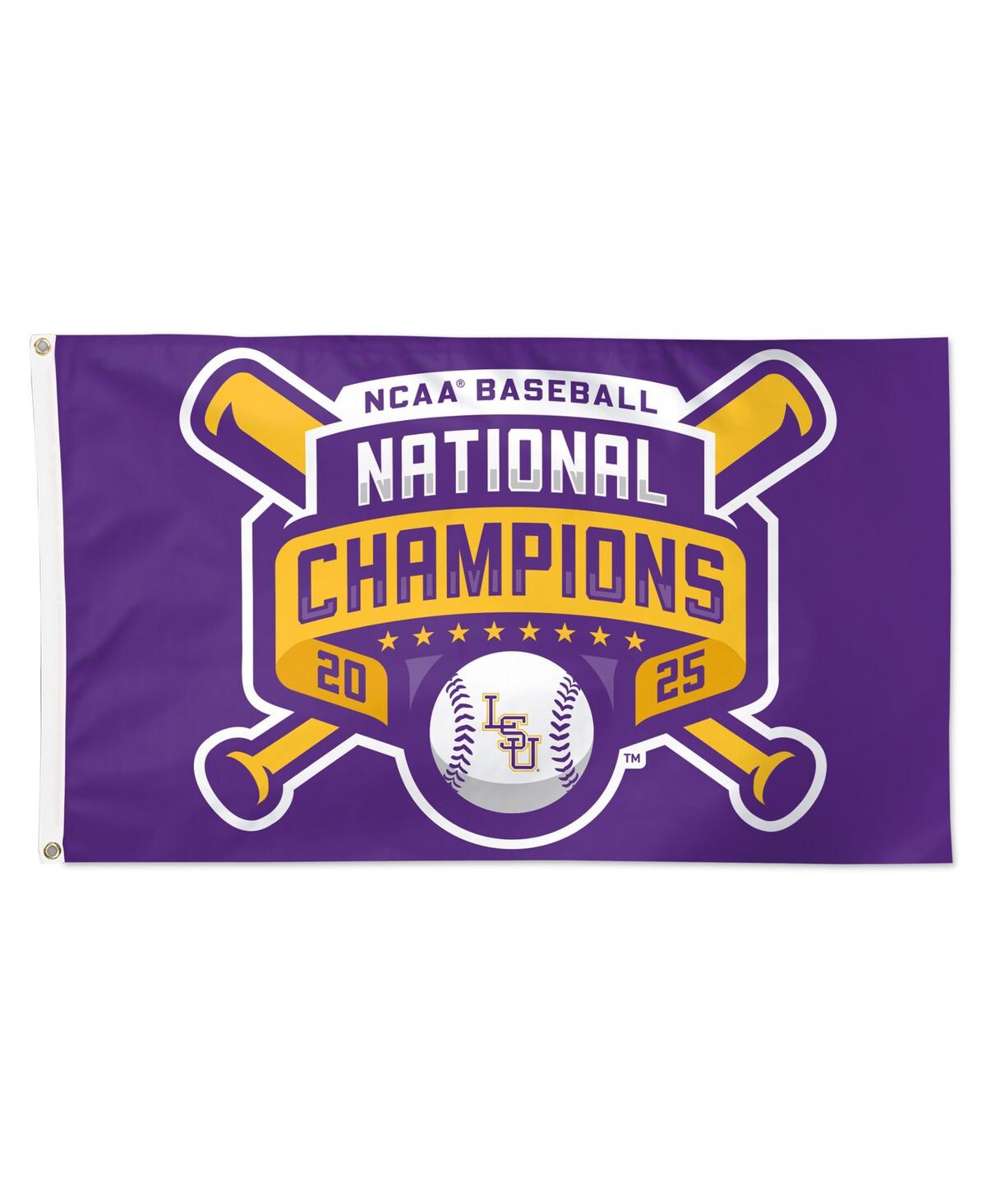 Wincraft Lsu Tigers 2025 Ncaa Baseball Men's College World Series Champions 3' X 5' One-sided Deluxe Flag In Transparent