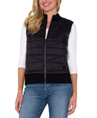 Liverpool Los Angeles - Petite Quilted-Trim Sweater Vest