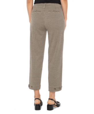 Petite Houndstooth Cropped Utility Pants