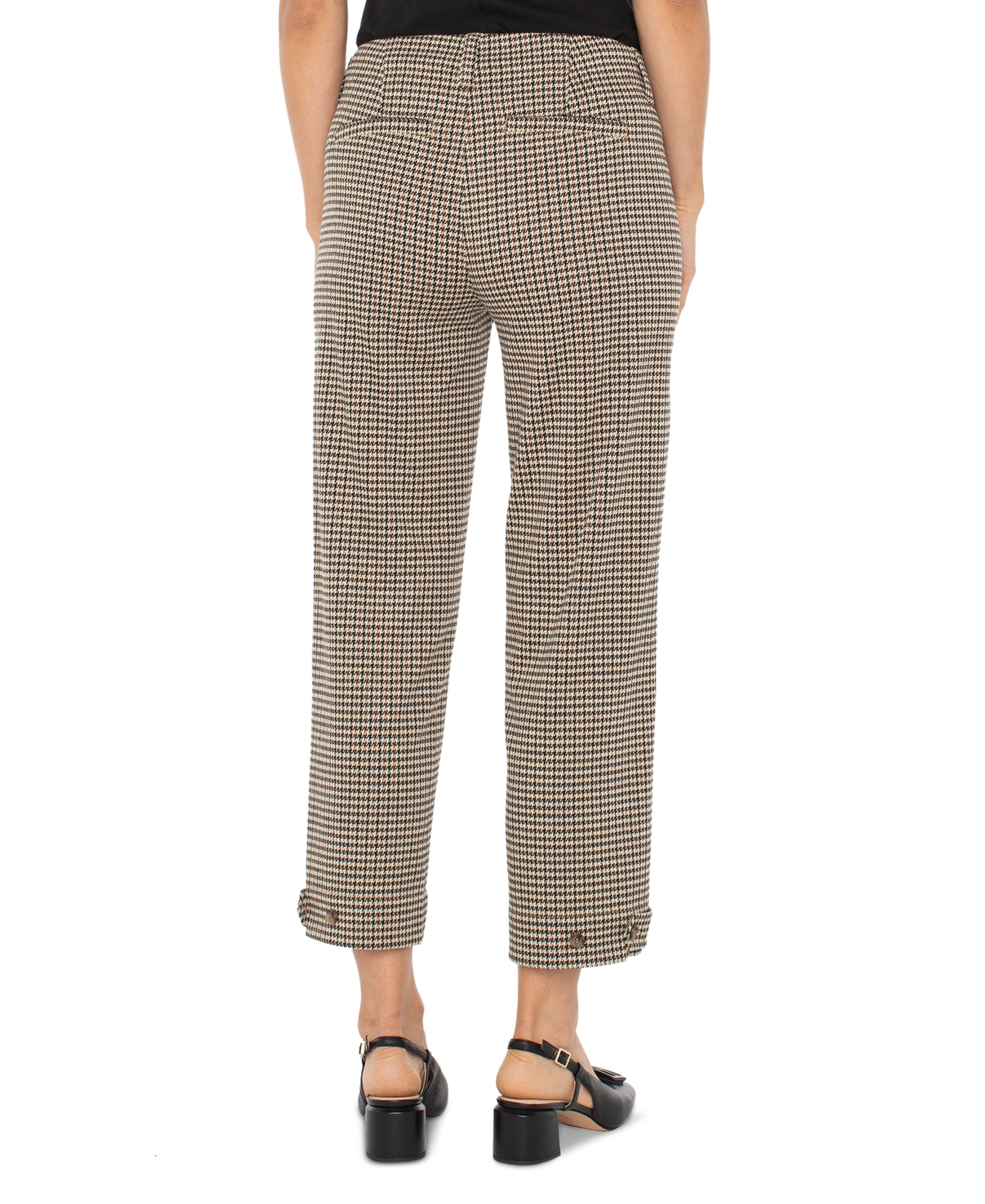 Liverpool Los Angeles Petite Houndstooth Cropped Utility Pants In Neutral
