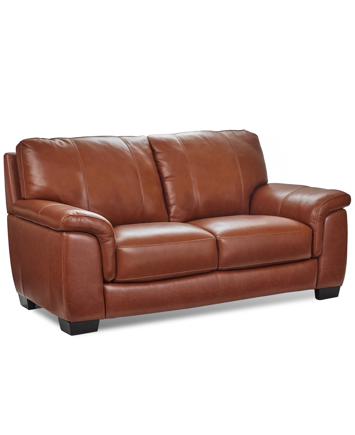Macy's Cobbie Leather 69" Loveseat,  Exclusive In Brown