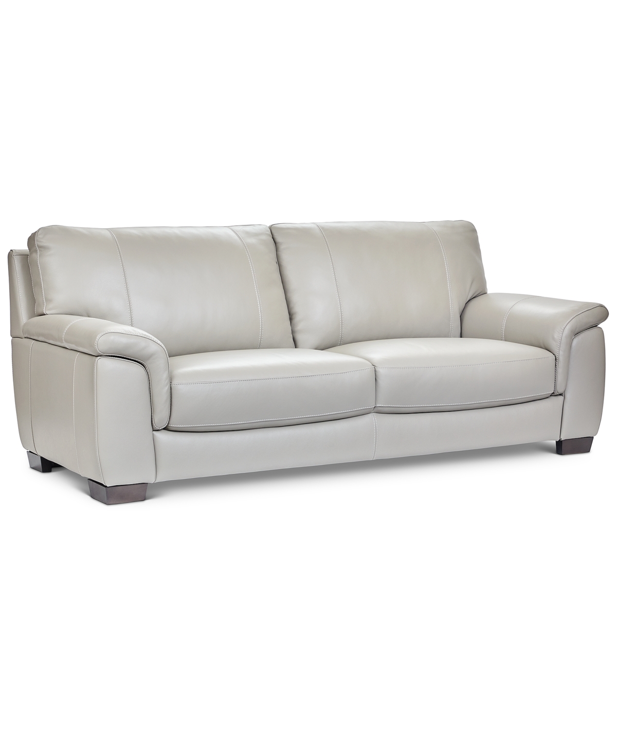 Macy's Cobbie Leather 89" Sofa,  Exclusive In Gray